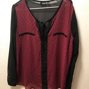 3/$10 Burgundy and Black Sheer Blouse